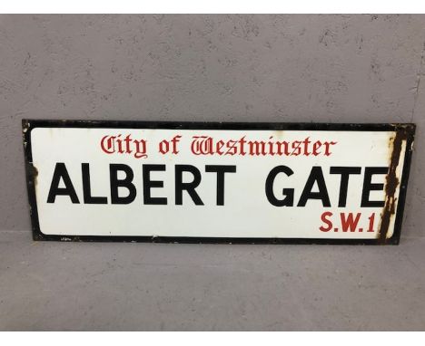 City of Westminster ‘Albert Gate’ enamelled street sign approx 30cm x 92cm