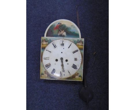 A Victorian painted longcase clock dial with pendulum 51 cm x 36 cm CONDITION REPORT: With movement.