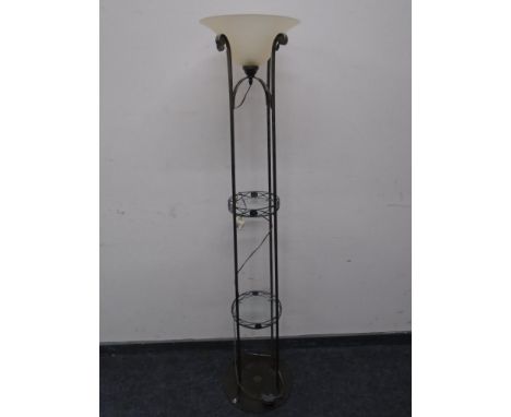 A Marks and Spencers Art Deco style metal uplighter with shade 