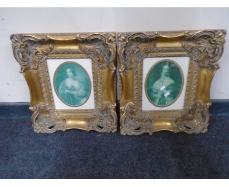 A pair of Victorian style gilt framed prints, portrait studies.