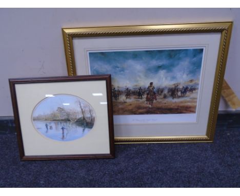 A signed limited edition print after David Cartwright : The Charge of the Light Brigade, together with a further colour print
