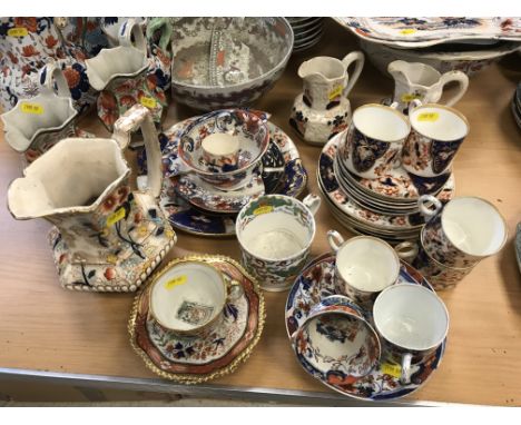 A collection of various "Japan" pattern English pottery including a Mason's Patent ironstone hydra jug, 23 cm high, another, 