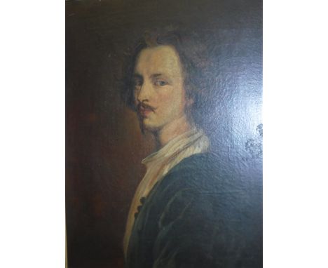 AFTER SIR ANTHONY VAN DYCK “Self- portrait with goatee and open neck shirt”, head and shoulders, oil on canvas, unsigned, 52 