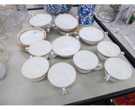 SIX ROYAL WORCESTER FINE BONE CHINA 'GOLDEN ANNIVERSARY' PATTERN TEA CUPS AND SAUCERS, CIRCA 1962, AND A SET OF SIX SPODE CHI