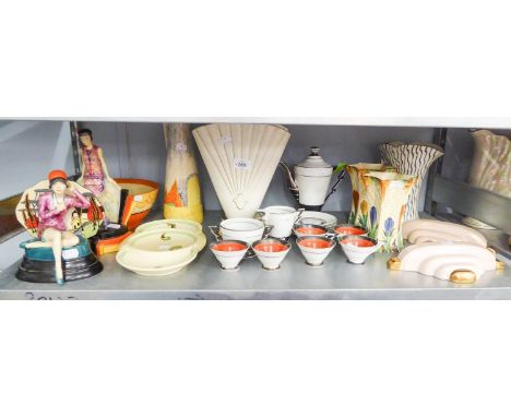 A GROUP OF ART DECO CERAMIC WARES AND MISC ITEMS 