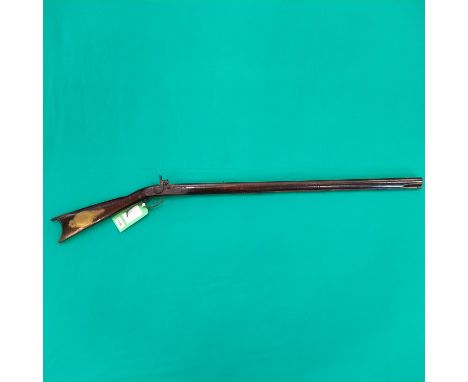 A 'Kentucky' long arm (smooth bore) with drum and nipple conversion from Flintlock, barrel flat marked W.S.Chilcote, approx 3