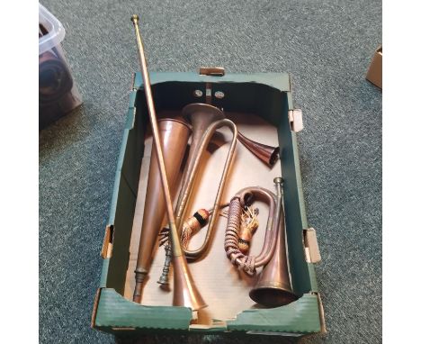 Various horns and a bugle
