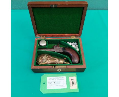 A percussion pocket pistol by Adkin of Bungay (1823-70-94), overall approx 6" with a 1 3/4" turn off barrel of approx 56 bore