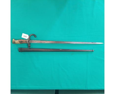 A French model 1874 (Gras) Epée bayonet (dated 1875) with scabbard