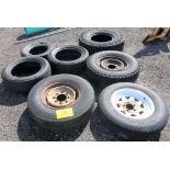 LOT OF (7) ASST. TIRES, SOME W/ RIMS
