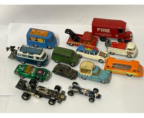 Unboxed Corgi group including sports cars, vans and fire engine (13) / AN15 