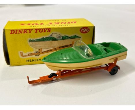 Dinky Toys, No.796 Healey sports boat on trailer, boxed / AN14 