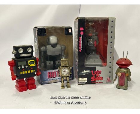 Toy robots to include Lost in Space, Bot-T and a 1975 D-C-Marx Mr Smash wind up toy / AN7 