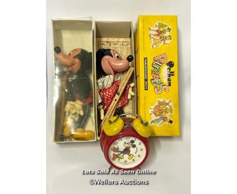 Pelham Puppets - Minnie Mouse in original box with instructions and Mickey Mouse boxed without lid or instructions, both in g