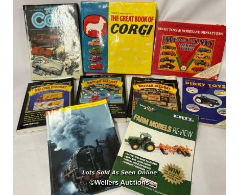 The Great Book of Corgi 1956-1983 hardback book with other diecast collectors books and magazines including Dinky Toys &amp; 