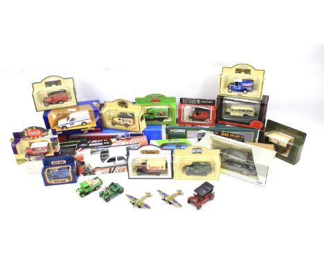 An assortment of boxed diecast cars. Including Lledo, Corgi Classics 'Eddie Stobart', EFE, Mobil, etc