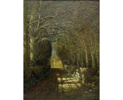 William M Spittle RBA RBSA (British 1858-1917): 'Vicarage Walk Sompting West Sussex', impasto oil on panel signed, titled ver