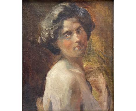 English School (19th century): Bust Portrait of a Young Woman, oil on canvas unsigned 29cm x 24cmCondition Report:Good overal