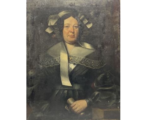 English School (17th/18th century): Half length Portrait of a Lady, oil on canvas unsigned 88cm x 71cm (unframed)Condition Re