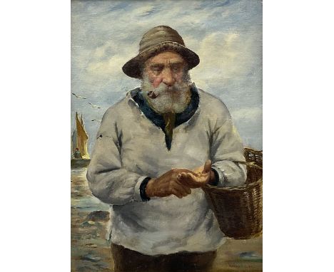 David W Haddon (British fl.1884-1914): The Old Fisherman, oil on canvas signed 34cm x 24cmCondition Report:Good overall condi