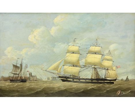 William Griffin of Hull (British fl.1837-1883): 'Whaling Ships Jane and Harmony off the Port of Hull with Holy Trinity Church