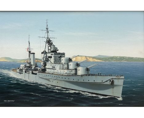 Ivan Berryman (British 1958-): Naval Ship's Portrait of a Dido-Class Cruiser, oil on canvas signed 39cm x 59cm Provenance: wi