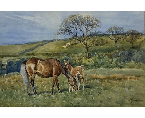 John Atkinson (Staithes Group 1863-1924): 'The Late Foal', watercolour signed and dated 1901, 30cm x 44cmCondition Report:Goo