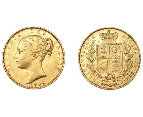 Victoria (1837-1901), Sovereign, 1843 (M 26; S 3852). Some scratches and scrapes, otherwise very fine £300-£400
