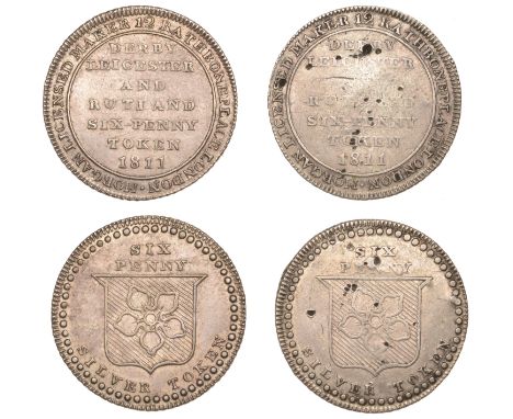 LEICESTERSHIRE, County series, ‘Morgan’s’ Sixpences, 1811 (2), 1.88g/12h, 1.73g/12h (both D 7) [2]. First about fine, second 