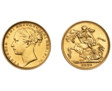 Victoria (1837-1901), Sovereign, 1879 (M 90; S 3856A). Cleaned, otherwise good very fine, very rare £1,000-£1,200