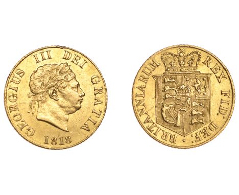 George III (1760-1820), New coinage, Half-Sovereign, 1818 (M 401; S 3786). Lightly cleaned and with some minor marks, otherwi