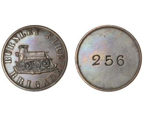 LANCASHIRE, Burnley, Burnley Fire Brigade, copper, fire engine, rev. stamped 256, 46mm, 24.07g (W 2777; D & W 301/10). Good v