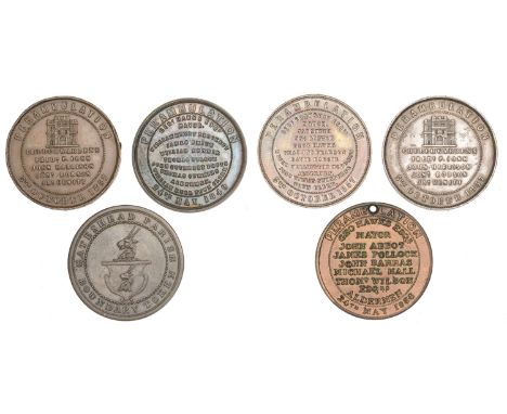 Co DURHAM, Gateshead, boundary tokens (6), 1824, copper, 32mm, 14.80g (Gardiner p.22; W 2695; D & W 302/18), 1836, copper, 15