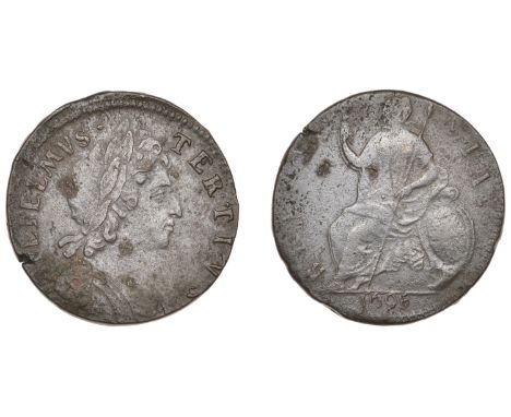 William III (1694-1702), Halfpenny, 1695 (BMC 638; S 3554). Struck off-centre, portrait very fine, reverse good fine, some sp