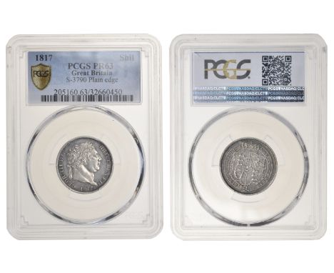 George III (1760-1820), New coinage, Proof Shilling, 1817, edge plain, 12h (ESC 2149; S 3790). A trifle hairlined in fields, 