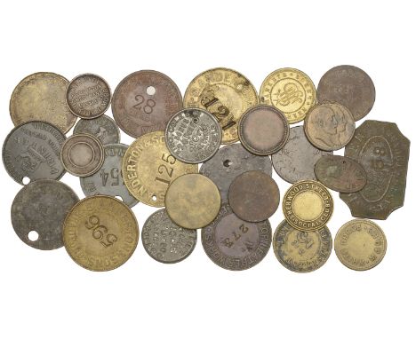 Miscellaneous Tokens and Checks, DERBYSHIRE, Alfreton, Sherwood Street Social Club, brass Fourpence, 23mm; Chesterfield, Brya