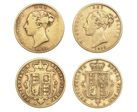 Australia, Victoria, Half-Sovereigns (2), 1871s, 1875s (M 460, 462; S 3862, 3862B) [2]. First fair, second about very fine  £