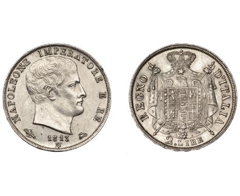 Italy, KINGDOM OF NAPOLEON, Napoleon I, 2 Lire, 1813v (v over m) (Paolucci 943; KM. C9.3). Lightly cleaned, otherwise extreme