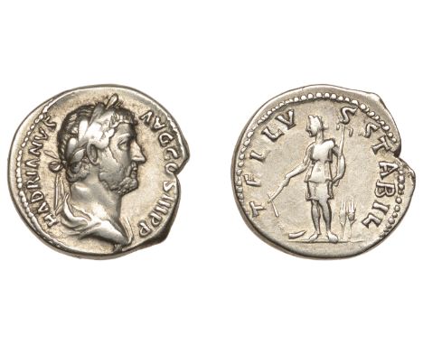 Roman Imperial Coinage, Hadrian, Denarius, 133-5, laureate and draped bust right, rev. Tellus (?) standing left, holding plou