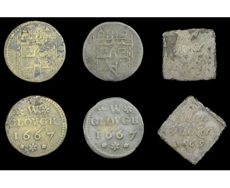 17th Century Tokens, Unattributed, with personal names: W. Clough, Halfpence, 1667 (2), 2.42g/12h, 1.24g/3h (both N 9343; BW.