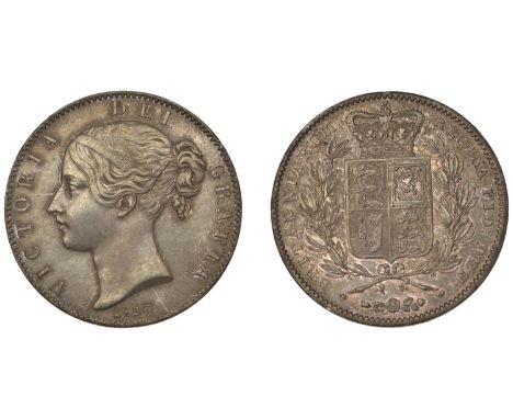 Victoria (1837-1901), Crown, 1847, edge xi (ESC 2567; S 3882). Extremely fine, dark-toned £3,000-£4,000  ---  Provenance: M. 