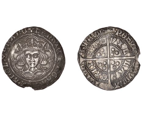 Henry VI (First reign, 1422-1461), Annulet/Rosette-Mascle mule Groat, Calais, mm. crosses II/V, annulets by neck, no fleur on