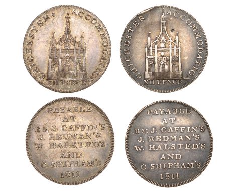 SUSSEX, Chichester, Benjamin and James Caffin, Joseph Redman, William Halsted and Charles Shipham, Shillings, 1811 (2), 3.87g