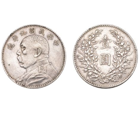 China, REPUBLIC, Yuan Shih-kai, Dollar, yr 9 [1920] (L & M 77; KM Y329.6). Lightly cleaned and with a small edge knock, other