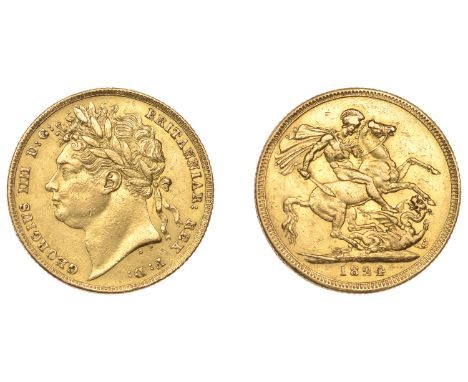 George IV (1820-1830), Sovereign, 1824 (M 8; S 3800). Some contact marks, otherwise very fine £500-£700