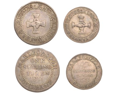 WILTSHIRE, Marlborough, Stephen King, John Gosling, William Tanner and Robert Griffiths, Shilling, 1811, t of tanner over spa