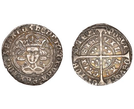 Henry VI (First reign, 1422-1461), Annulet issue, Groat, Calais, mm. cross II, reads angl, no fleur on breast, 3.48g/12h (Whi
