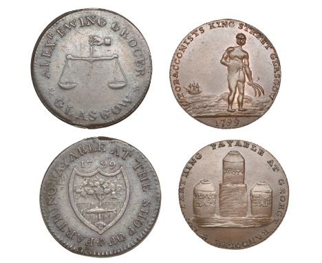 LANARKSHIRE, Glasgow, Alexander Ewing, Farthing, 1799, 3.18g/6h (DH 28); George Randolph, Farthing, 1799, 3.29g/5h (DH 39) [2