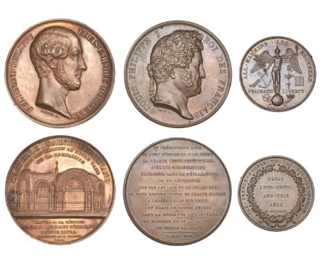 FRANCE, Constitutional Charter, 1830, a copper medal by L.M. Petit, 51mm; Anglo-French Friendship, 1830, a copper medal by R.