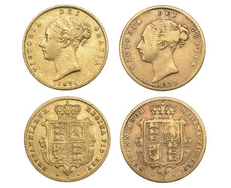 Australia, Victoria, Half-Sovereigns (2), 1871s, 1872s (M 460, 461; S 3862, 3862A) [2]. First cleaned otherwise very fine, se